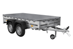 Przyczepka dwuosiowa 264x125 UNITRAILER GARDEN 264/2 KIPP ze stelażem H-0 i pokrowcem szarym