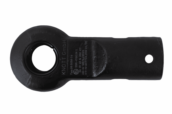 Zaczep oczkowy KNOTT KK7293S do przyczepy 3500kg z dyszlem rurowym 45mm nowy typ