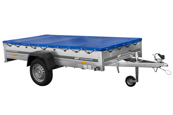 Przyczepka lekka 264x125 UNITRAILER GARDEN 264 KIPP ze stelażem H-0 i pokrowcem niebieskim