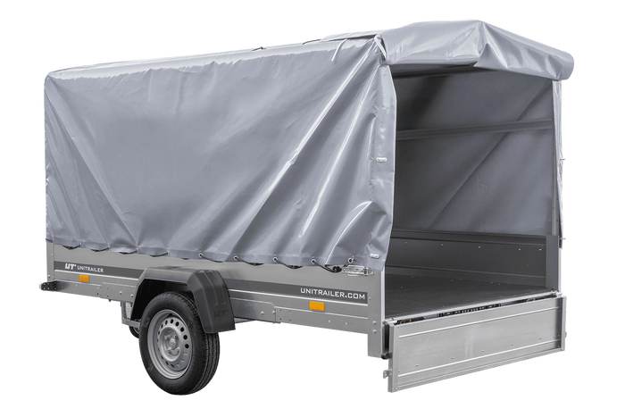 Przyczepka jednoosiowa 264x150 UNITRAILER GARDEN 265 KIPP ze stelażem H-1100 i pokrowcem szarym