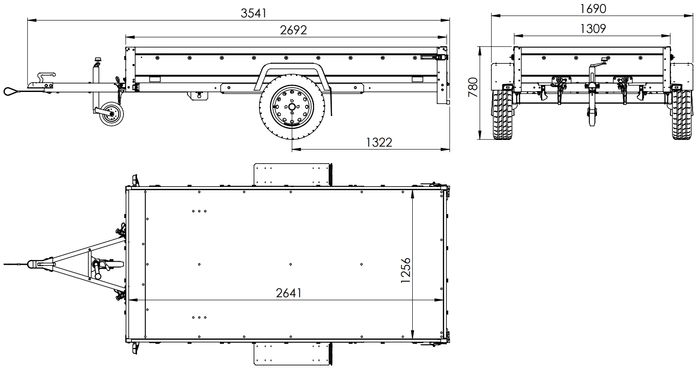 Przyczepka lekka 264x125 UNITRAILER GARDEN 264 KIPP z burtami BIS