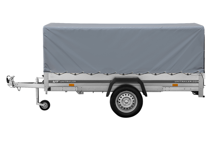 Przyczepka samochodowa 264x125 UNITRAILER GARDEN 264 KIPP ze stelażem H-800 i pokrowcem szarym
