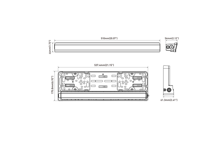 Ramka do tablicy rejestracyjnej z oświetleniem LED TT TECHNOLOGY TT.11013 światło drogowe i pozycyjne 12/24V