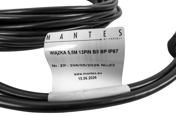 Instalacja elektryczna MANTES wiązka przyczepy podłodziowej 5,5m wtyczka 13PIN bajonety 2x5PIN