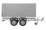 Przyczepka dwuosiowa 264x125 UNITRAILER GARDEN 264/2 KIPP ze stelażem H-1100 i plandeką szarą