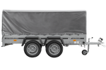 Przyczepka dwuosiowa 264x125 UNITRAILER GARDEN 264/2 KIPP ze stelażem H-800 i pokrowcem szarym